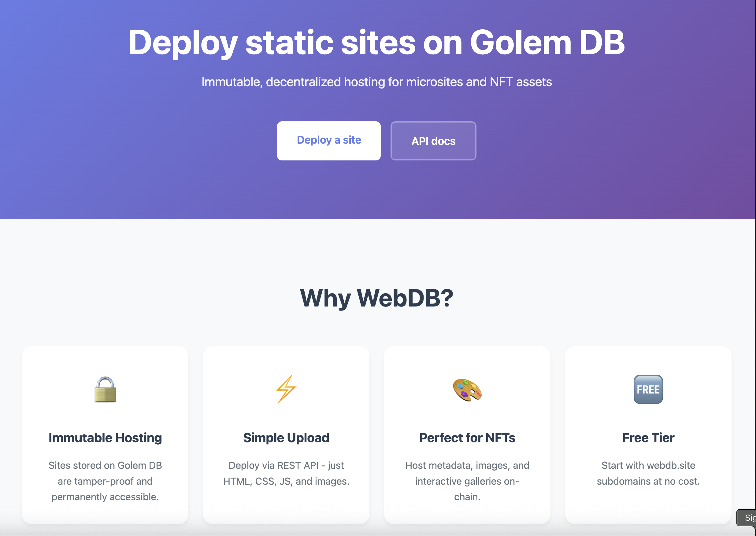 WebDB Static Hosting screenshot